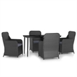 Afuera Living Poly Rattan/Powder-Coated Steel/Glass Garden Dining Set in Black
