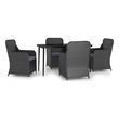 Afuera Living Poly Rattan/Powder-Coated Steel/Glass Garden Dining Set in Black