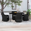 Afuera Living Poly Rattan/Powder-Coated Steel/Glass Garden Dining Set in Black