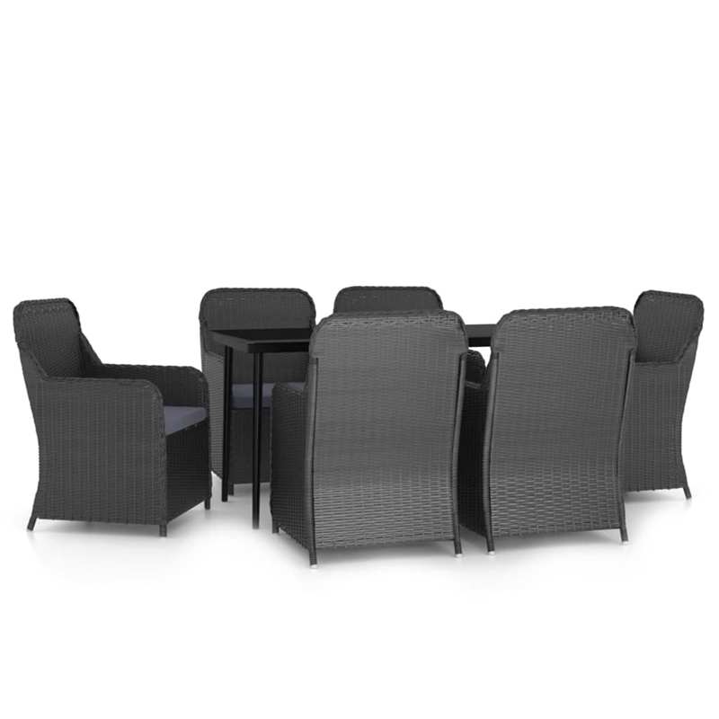 Afuera Living Poly Rattan/Powder-Coated Steel/Glass Garden Dining Set in Black