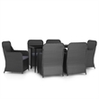 Afuera Living Poly Rattan/Powder-Coated Steel/Glass Garden Dining Set in Black