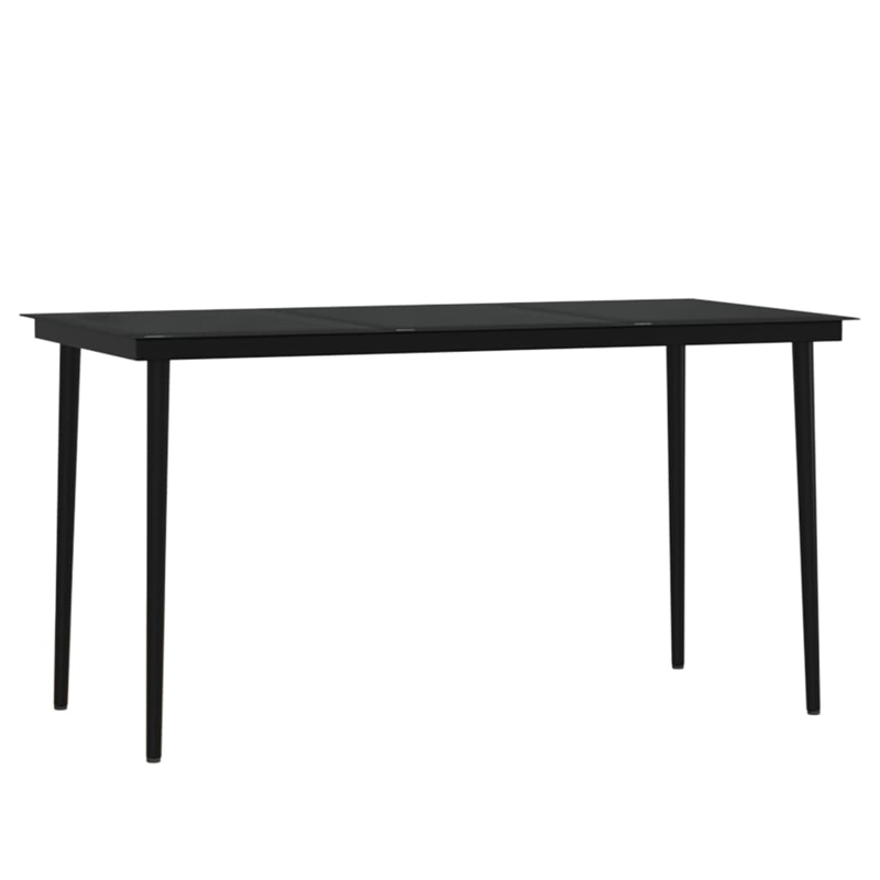 Afuera Living Poly Rattan/Powder-Coated Steel/Glass Garden Dining Set in Black