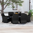 Afuera Living Poly Rattan/Powder-Coated Steel/Glass Garden Dining Set in Black