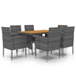 Afuera Living PE Rattan & Solid Acacia Wood Compact Outdoor Dining Set in Gray