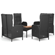 Afuera Living Poly Rattan Large Adjustable Armrests Garden Dining Set in Black