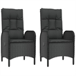 Afuera Living Poly Rattan Large Adjustable Armrests Garden Dining Set in Black