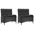 Afuera Living Poly Rattan Large Adjustable Armrests Garden Dining Set in Black