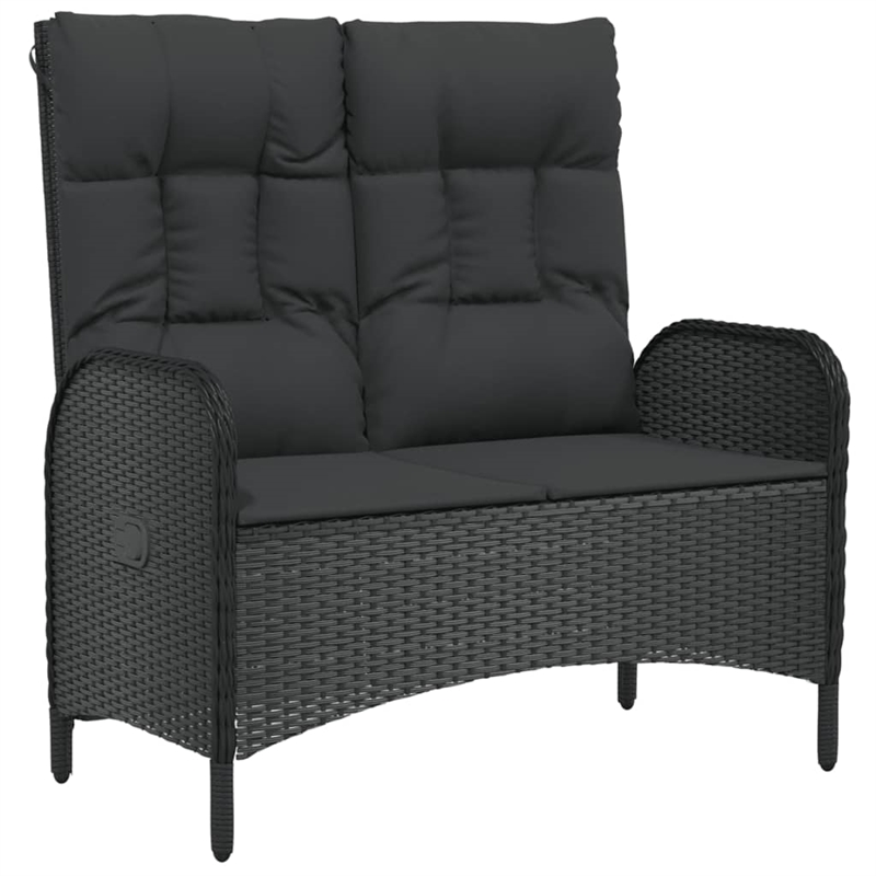 Afuera Living Poly Rattan Large Adjustable Armrests Garden Dining Set in Black