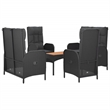 Afuera Living Poly Rattan Large Adjustable Armrests Garden Dining Set in Black