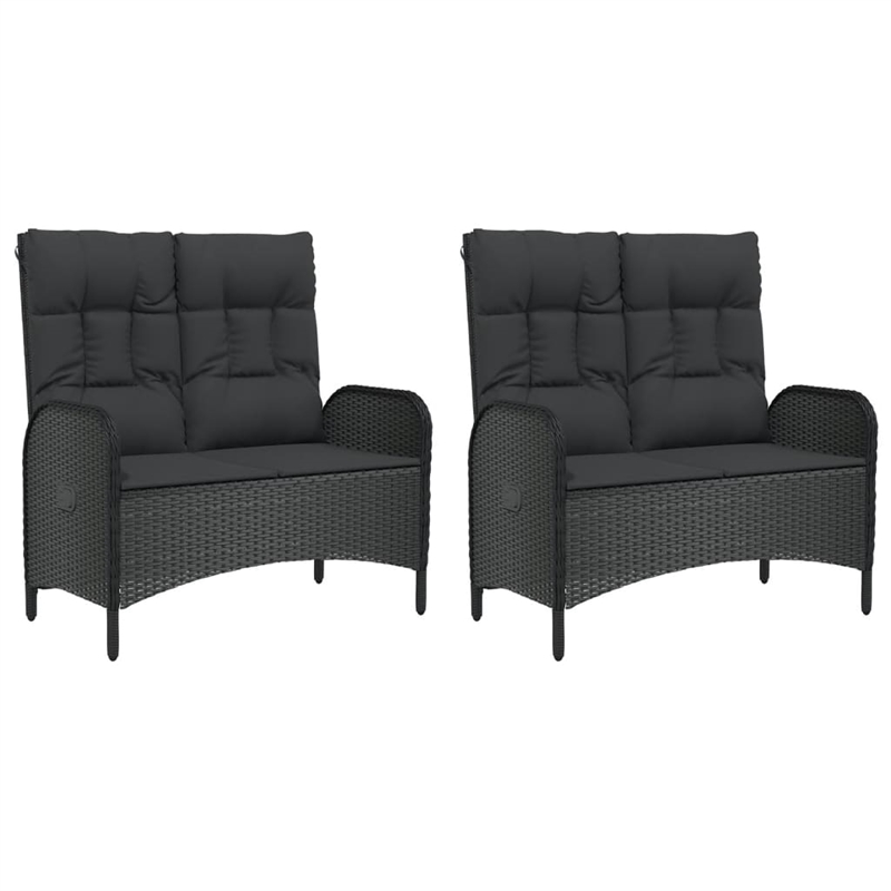 Afuera Living Poly Rattan Large Adjustable Armrests Garden Dining Set in Black