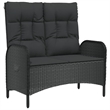 Afuera Living Poly Rattan Large Adjustable Armrests Garden Dining Set in Black