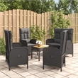 Afuera Living Poly Rattan Large Adjustable Armrests Garden Dining Set in Black