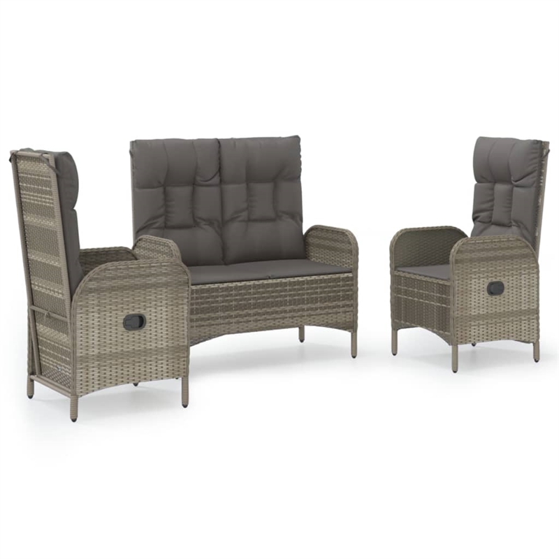 Afuera Living PE Rattan Standard Adjustable Armrests Garden Dining Set in Gray