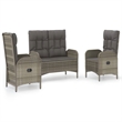 Afuera Living PE Rattan Standard Adjustable Armrests Garden Dining Set in Gray