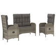 Afuera Living PE Rattan Standard Adjustable Armrests Garden Dining Set in Gray