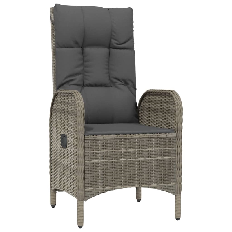 Afuera Living PE Rattan Standard Adjustable Armrests Garden Dining Set in Gray