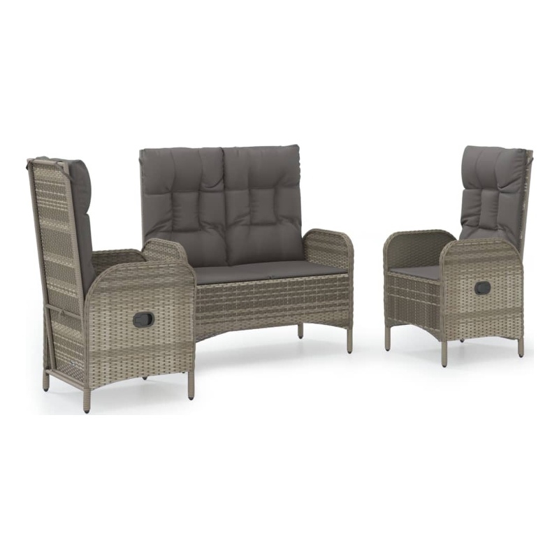 Afuera Living PE Rattan Standard Adjustable Armrests Garden Dining Set in Gray