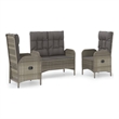 Afuera Living PE Rattan Standard Adjustable Armrests Garden Dining Set in Gray
