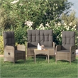 Afuera Living PE Rattan Standard Adjustable Armrests Garden Dining Set in Gray
