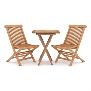 Afuera Living Solid Teak Wood Compact Foldable Garden Dining Set in Brown