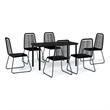 Afuera Living Powder-Coated Steel & PE Rattan Large Garden Dining Set in Black