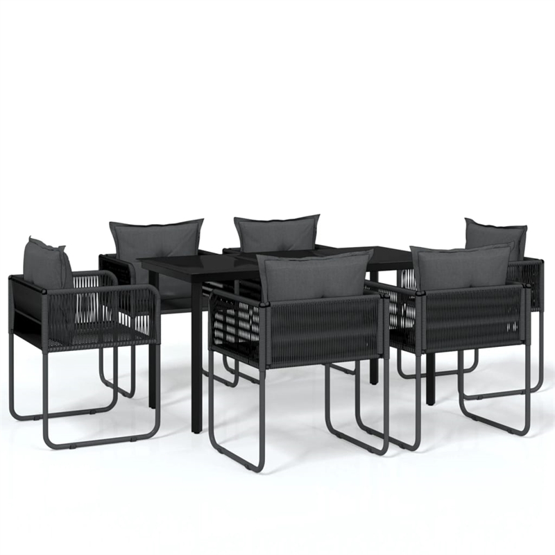 Afuera Living Powder-Coated Steel & PE Rattan Large Garden Dining Set in Black