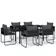 Afuera Living Powder-Coated Steel & PE Rattan Large Garden Dining Set in Black