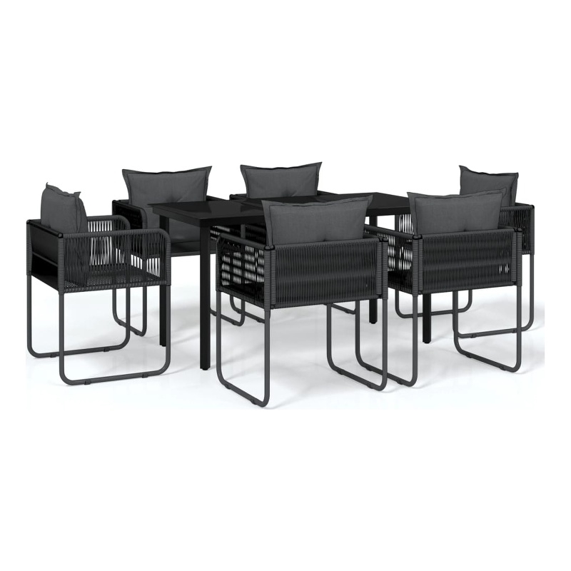 Afuera Living Powder-Coated Steel & PE Rattan Large Garden Dining Set in Black