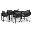 Afuera Living Powder-Coated Steel & PE Rattan Large Garden Dining Set in Black