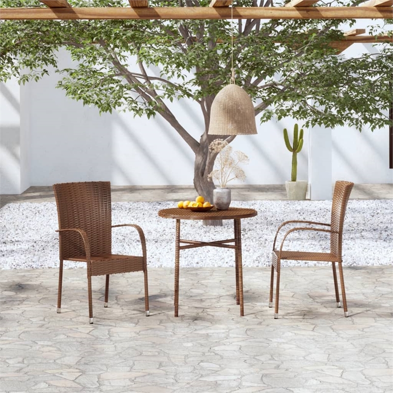 Afuera Living PE Rattan/Powder-Coated Steel Medium Outdoor Dining Set in Brown