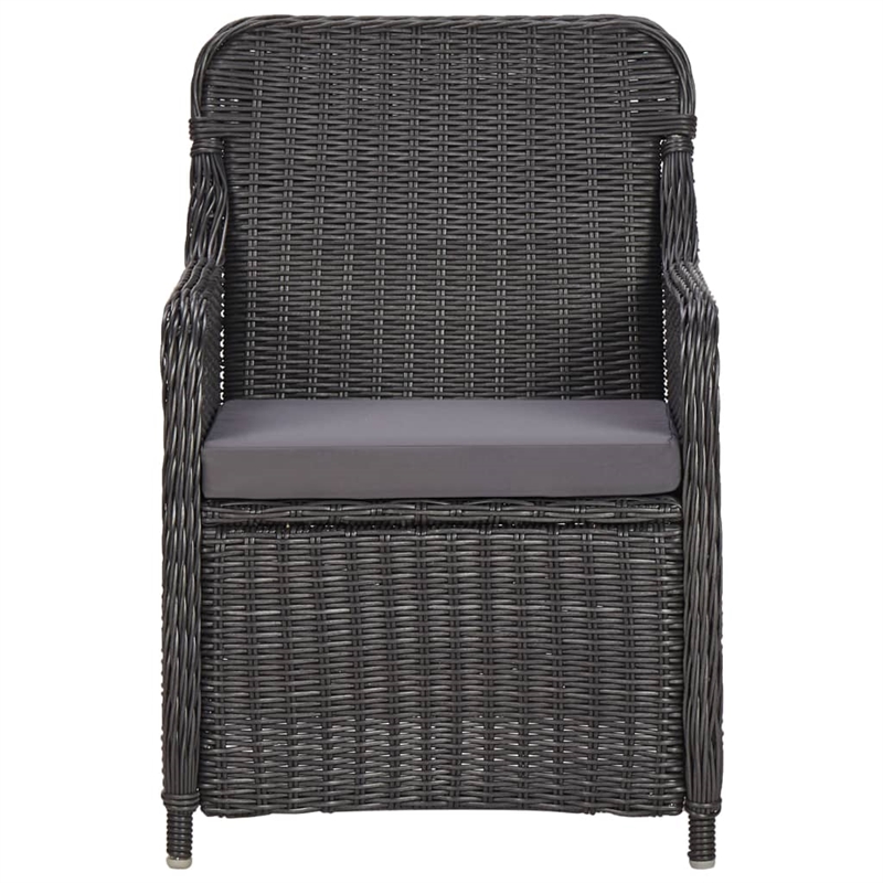 Afuera Living Outdoor Dining Set in Black and Dark Gray Half Round Poly Rattan