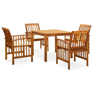 Afuera Living Garden Dining Set in Cream White Solid Acacia Wood