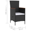 Afuera Living Outdoor Dining Set in Black PE Rattan with Adjustable Armrests