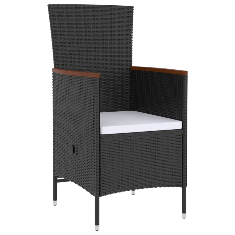 Afuera Living Outdoor Dining Set in Black PE Rattan with Adjustable Armrests