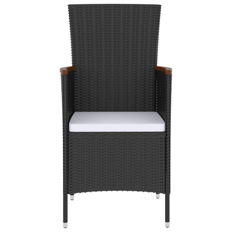 Afuera Living Outdoor Dining Set in Black PE Rattan with Adjustable Armrests