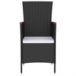 Afuera Living Outdoor Dining Set in Black PE Rattan with Adjustable Armrests