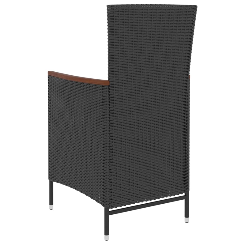 Afuera Living Outdoor Dining Set in Black PE Rattan with Adjustable Armrests