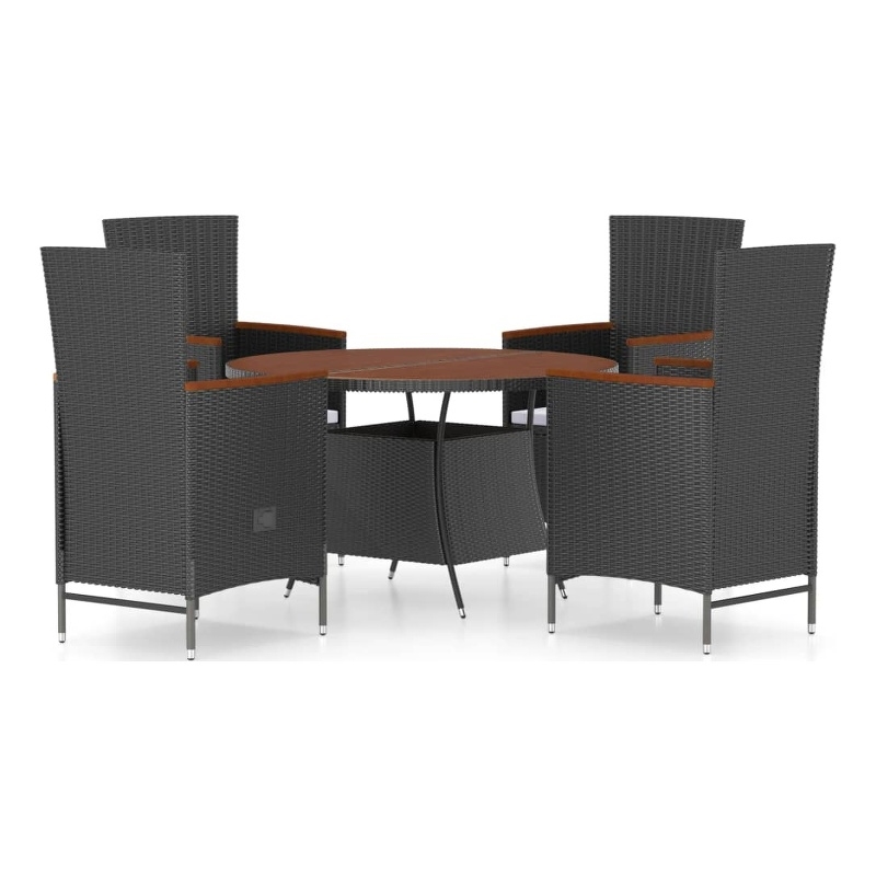Afuera Living Outdoor Dining Set in Black PE Rattan with Adjustable Armrests