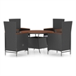 Afuera Living Outdoor Dining Set in Black PE Rattan with Adjustable Armrests