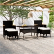 Afuera Living Garden Dining Set in Black Poly Rattan Standard Removable Covers