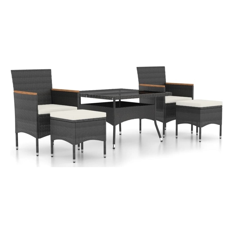 Afuera Living Garden Dining Set in Black Poly Rattan Standard Removable Covers