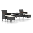 Afuera Living Garden Dining Set in Black Poly Rattan Standard Removable Covers