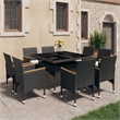 Afuera Living Dining Set in Black and Brown Poly Rattan Large Removable Covers