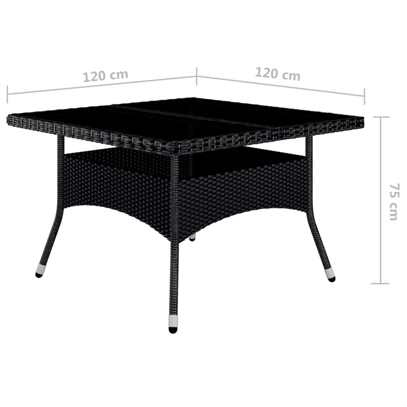 Afuera Living Dining Set in Black and Brown Poly Rattan Large Removable Covers
