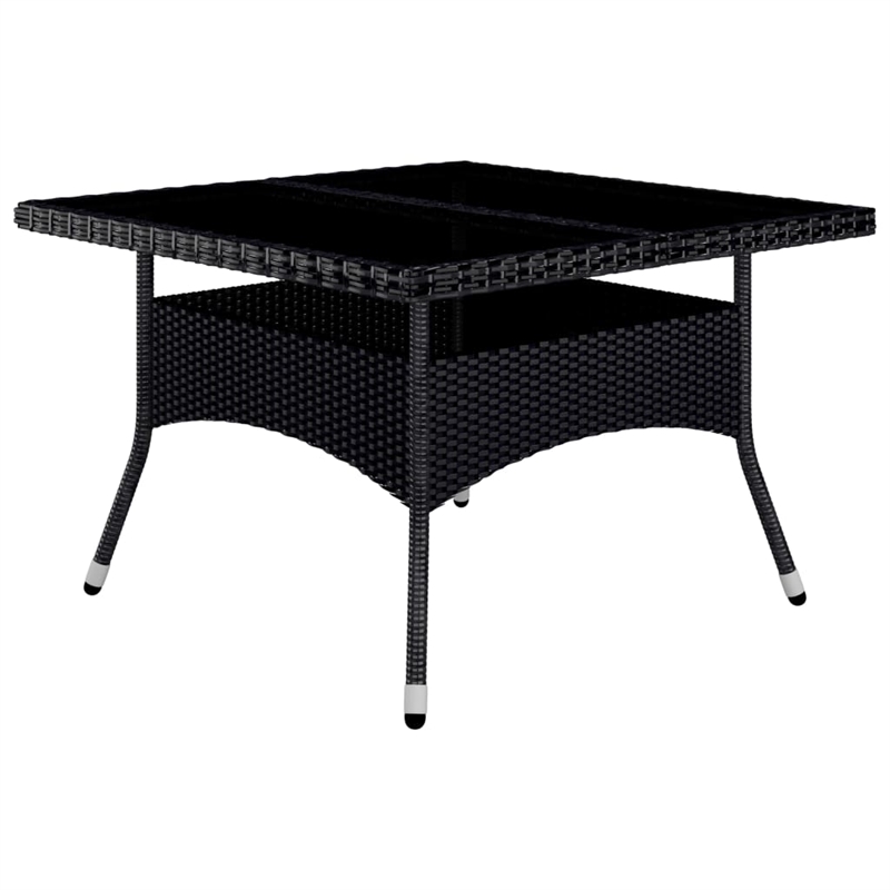Afuera Living Dining Set in Black and Brown Poly Rattan Large Removable Covers