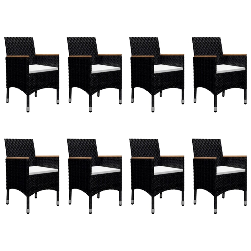 Afuera Living Dining Set in Black and Brown Poly Rattan Large Removable Covers