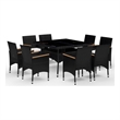 Afuera Living Dining Set in Black and Brown Poly Rattan Large Removable Covers