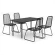 Afuera Living 5 Piece PVC Rattan/Powder-Coated Steel/Glass Dining Set in Black