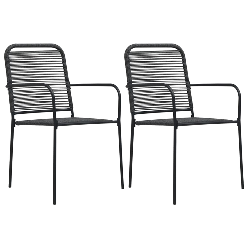Afuera Living Powder-Coated Steel/Glass/Cotton Rope Garden Dining Set in Black