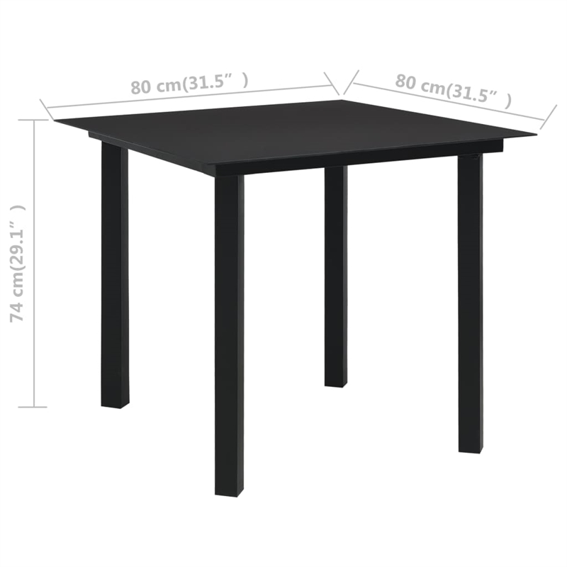 Afuera Living Powder-Coated Steel/Glass/Cotton Rope Garden Dining Set in Black